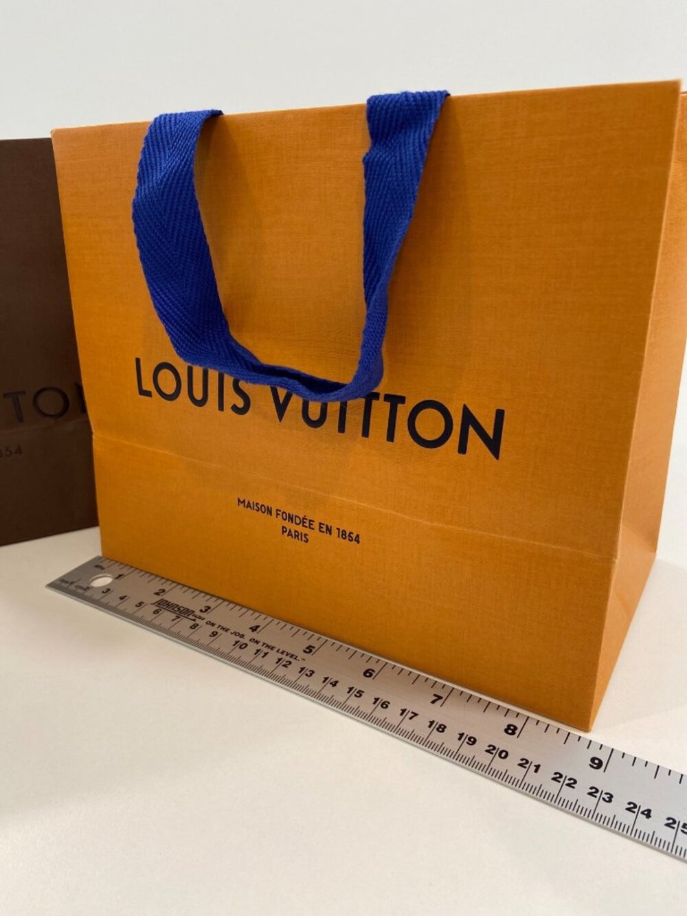 Authentic Louis Vuitton Boutique Shopping Bags Set of 2 Orange Brown Gift Bags - Picture 11 of 16